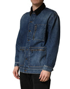 Dolce & Gabbana Black Blue Cotton Denim Blouson Men Jacket - Zeiniez