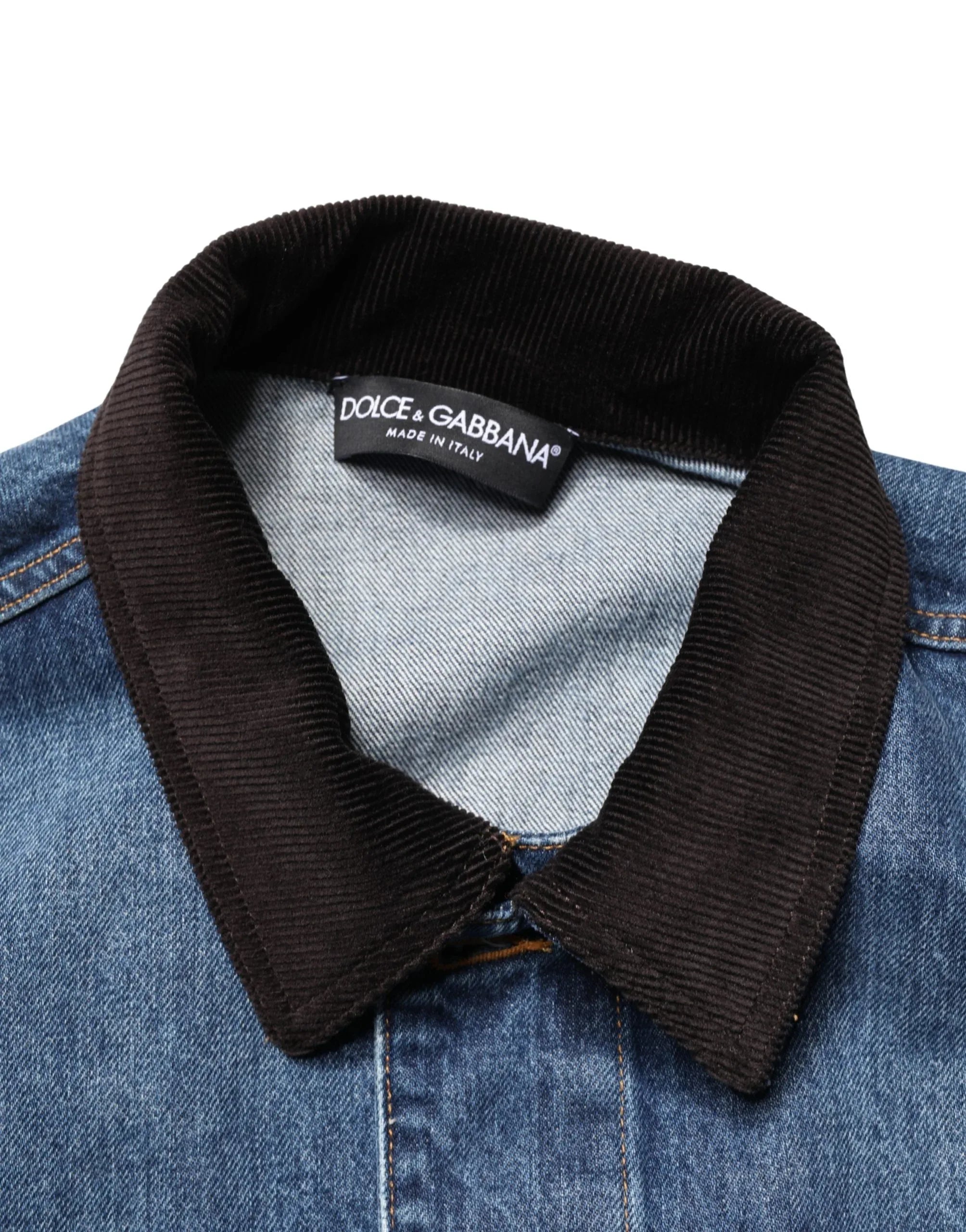 Dolce & Gabbana Black Blue Cotton Denim Blouson Men Jacket - Zeiniez