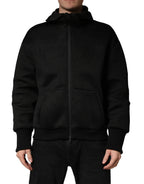 Dolce & Gabbana Men Black Hooded Full Zip Bomber Jacket