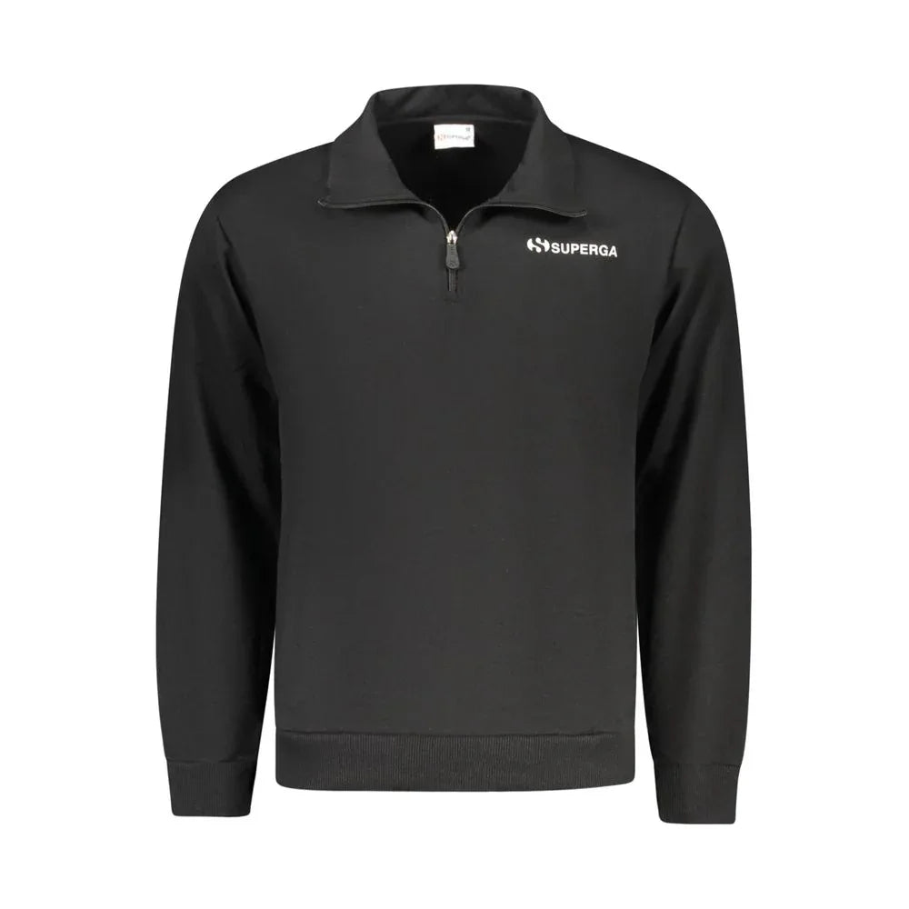 Superga "Black Cotton Men's Sweatshirt with Half Zip and Pockets" - Zeiniez