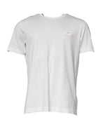 Dolce & Gabbana White Logo Plaque Cotton Crew Neck T-shirt - Zeiniez