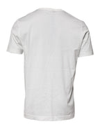 Dolce & Gabbana White Logo Plaque Cotton Crew Neck T-shirt - Zeiniez
