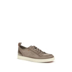 Santoni Beige Calf Leather Bos Taurus Low Top Sneakers - Zeiniez
