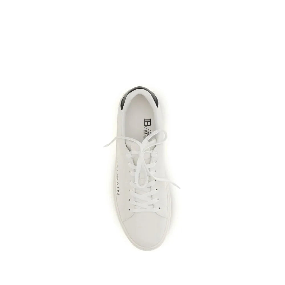Balmain White Calf Leather Bos Taurus Low Top Sneakers