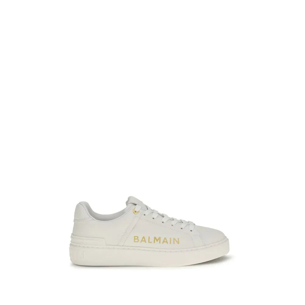 Balmain White Calf Leather Bos Taurus Low Top Sneakers - Zeiniez