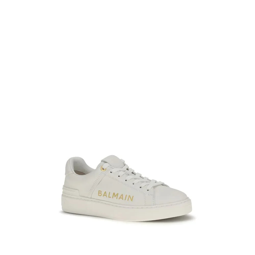Balmain White Calf Leather Bos Taurus Low Top Sneakers - Zeiniez