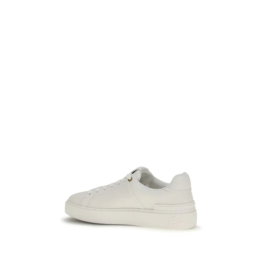 Balmain White Calf Leather Bos Taurus Low Top Sneakers - Zeiniez