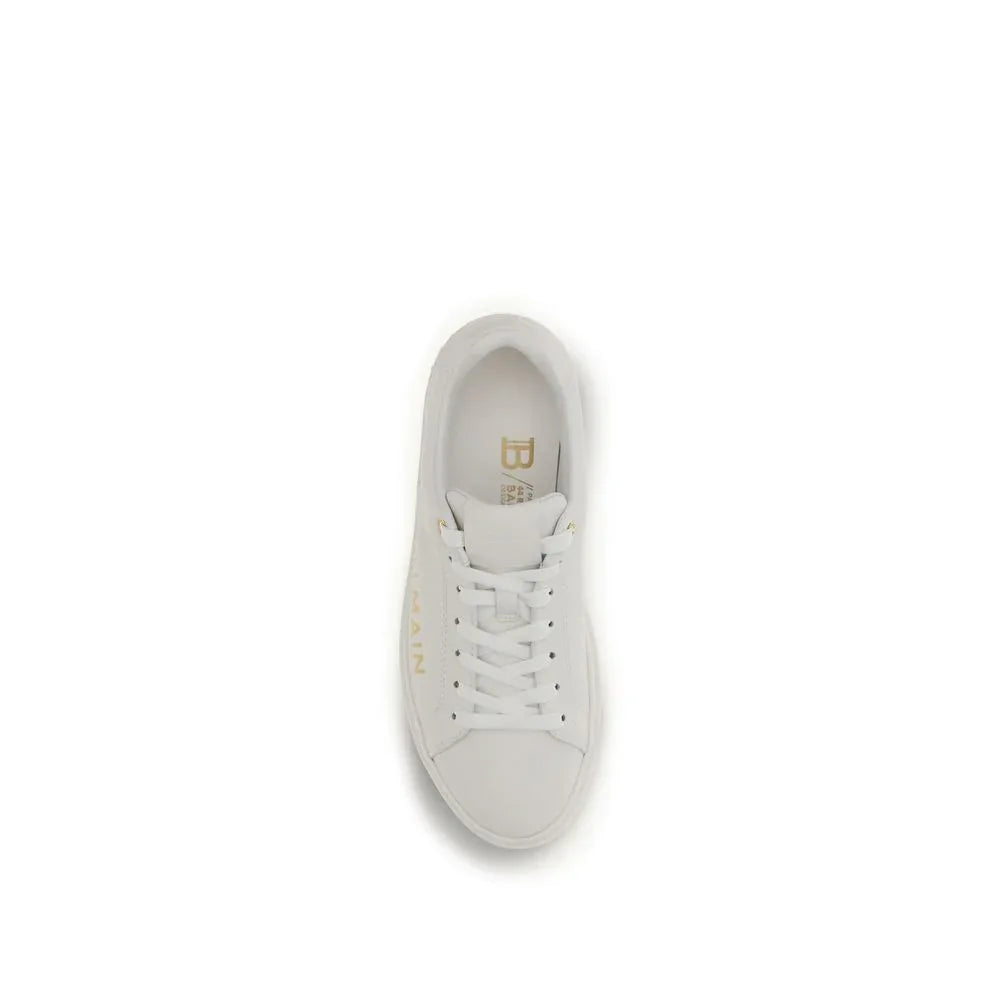Balmain White Calf Leather Bos Taurus Low Top Sneakers - Zeiniez