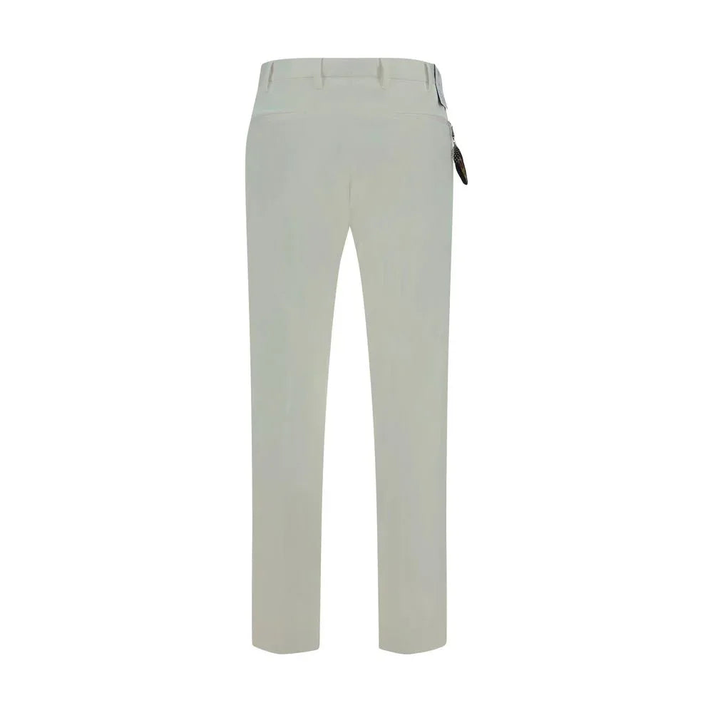 PT Torino White Cotton Casual Pants - Zeiniez