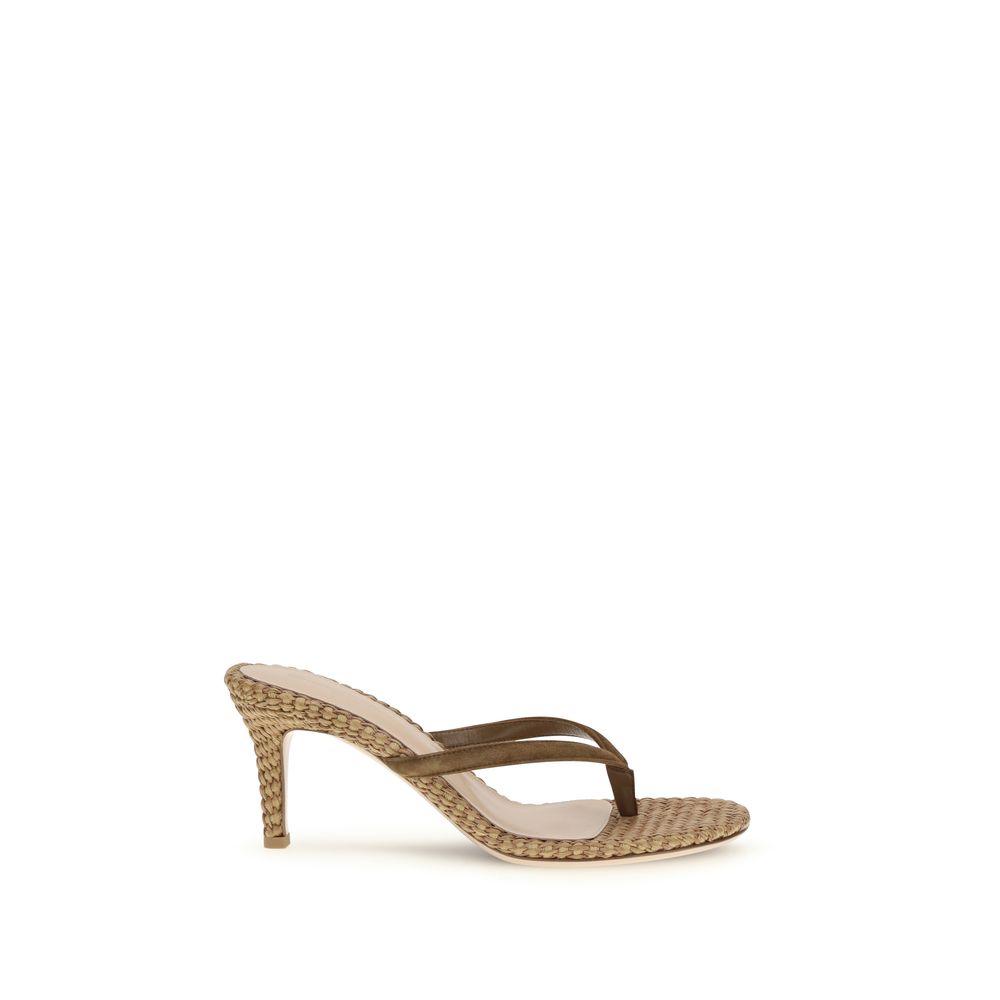 Gianvito Rossi Beige Raffia Stiletto Heel Sandals