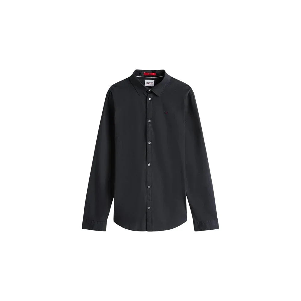 Tommy Hilfiger Jeans Black Cotton Dress Shirt - Zeiniez