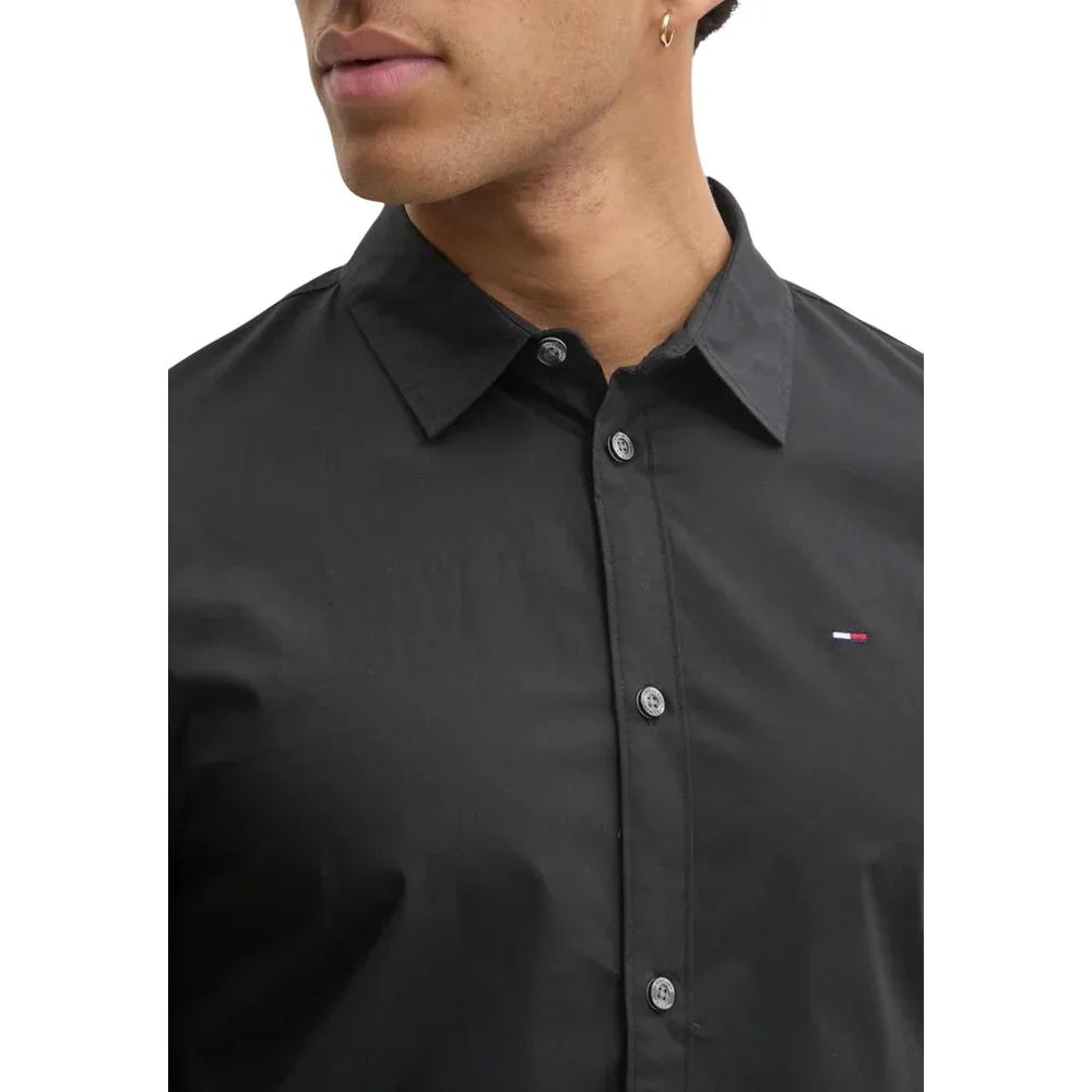 Tommy Hilfiger Jeans Black Cotton Dress Shirt - Zeiniez