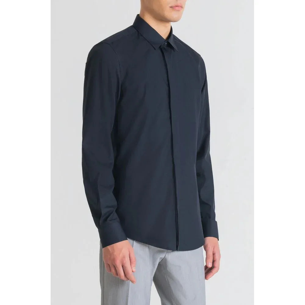 Antony Morato Blue Cotton Dress Shirt - Zeiniez