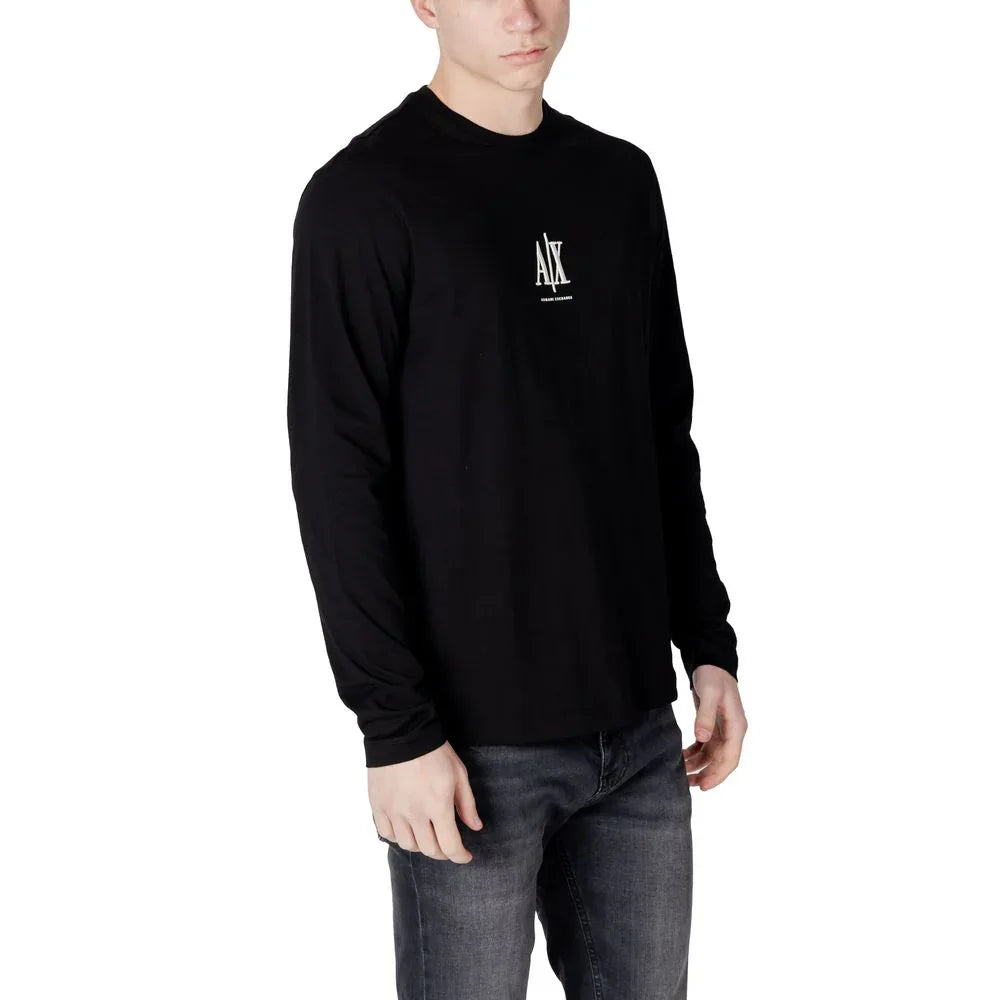 Armani Exchange Black Cotton Long Sleeve T-Shirt - Zeiniez