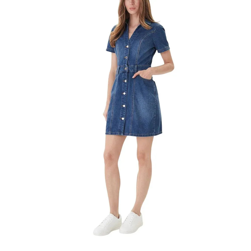 Morgan De Toi Blue Cotton Midi Dress - Zeiniez