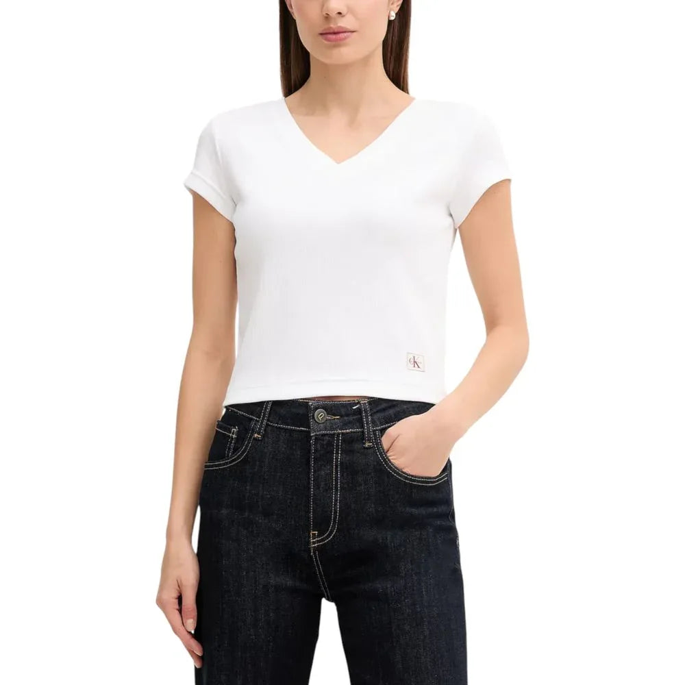 Calvin Klein Jeans White Cotton T-Shirt - Zeiniez