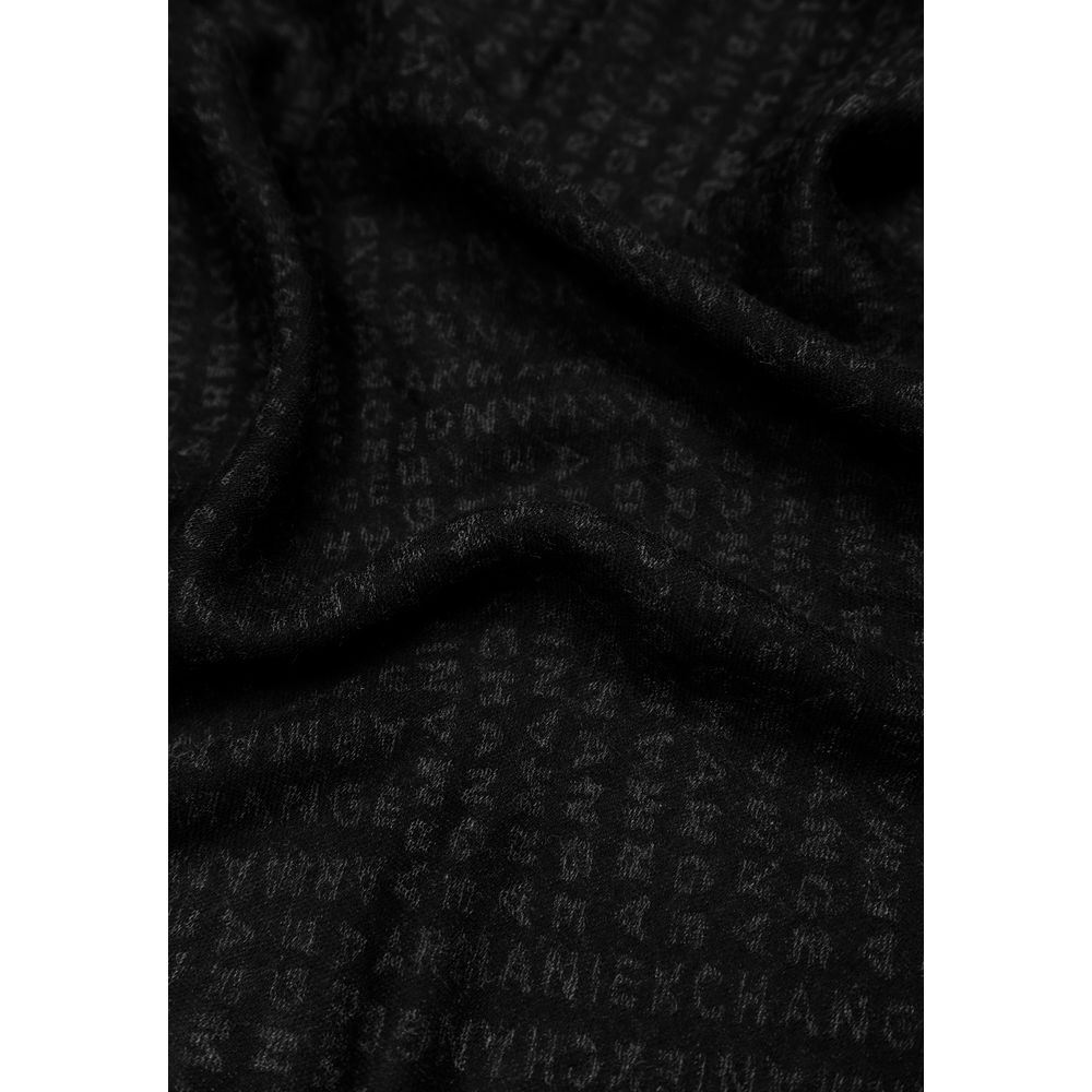 Armani Exchange Black Viscose Scarf