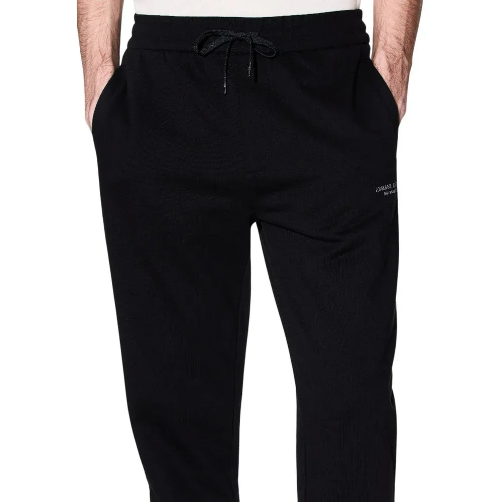Armani Exchange Black Cotton Joggers (Workout Pants)