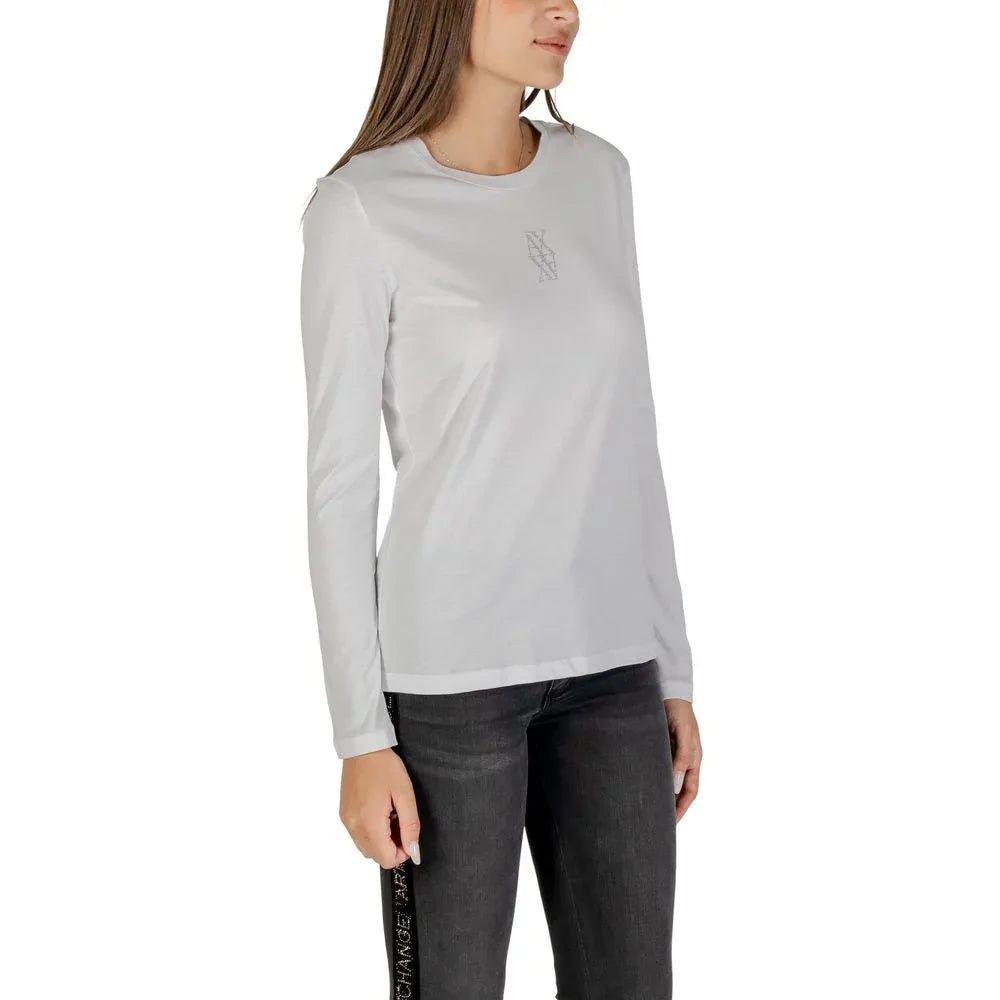 Armani Exchange White Cotton Long Sleeve T-Shirt - Zeiniez