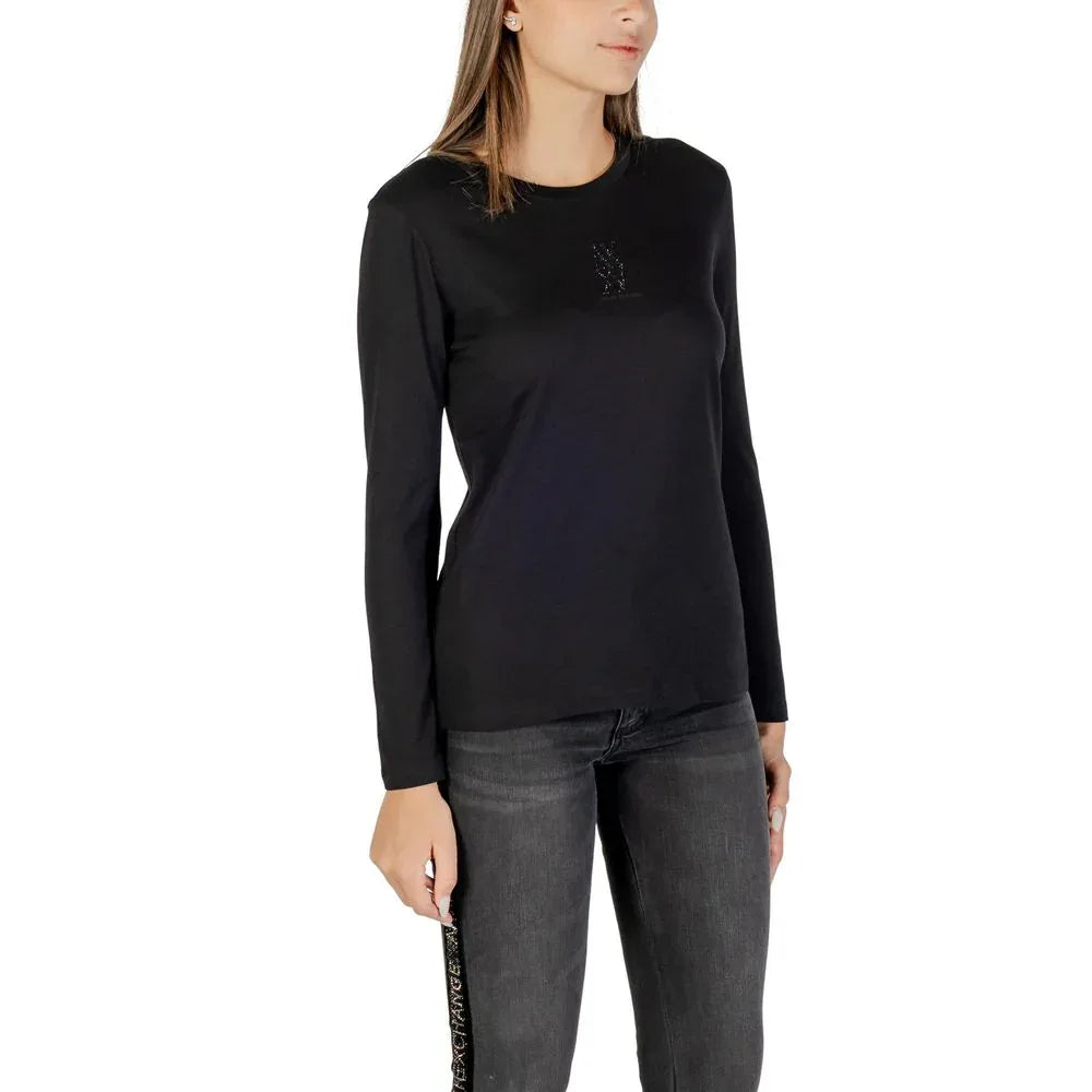 Armani Exchange Black Cotton Long Sleeve T-Shirt