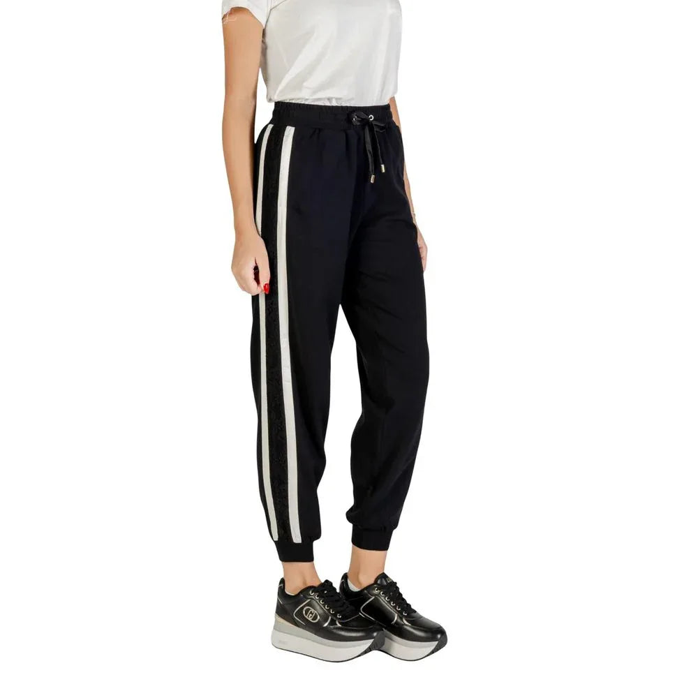 Liu Jo Black And White Cotton Joggers (Workout Pants) - Zeiniez