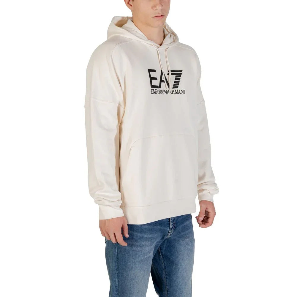 EA7 Emporio Armani Black And White Cotton Hoodie - Zeiniez