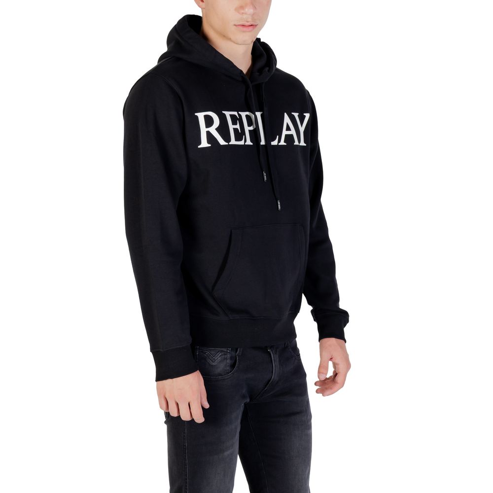 Replay Black Cotton Hoodie