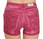 PLEIN SUD Pink Mid Waist Cotton Mini Denim Shorts - Zeiniez