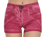 PLEIN SUD Pink Mid Waist Cotton Mini Denim Shorts - Zeiniez