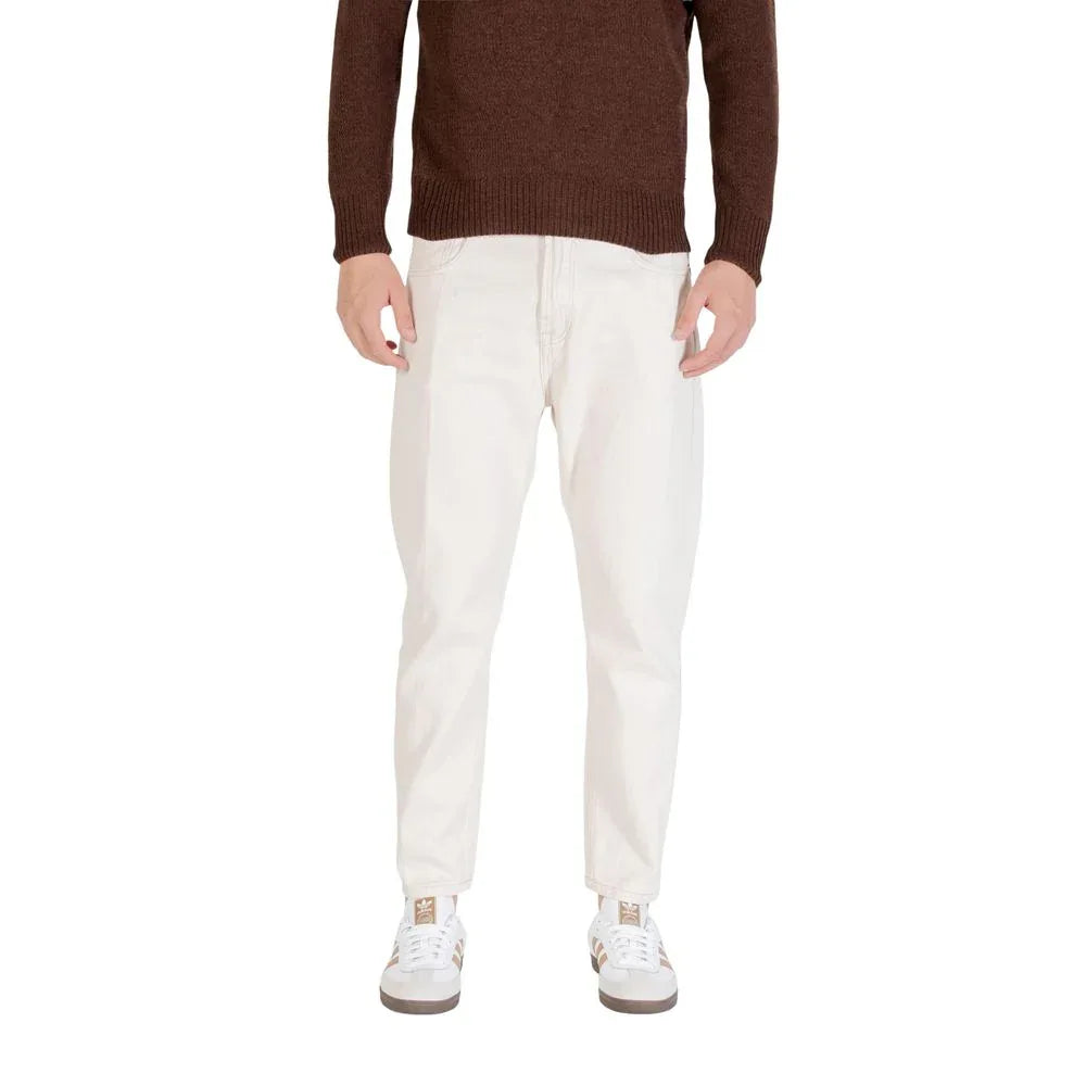 Gianni Lupo Cream Cotton Relaxed Fit Jeans - Zeiniez