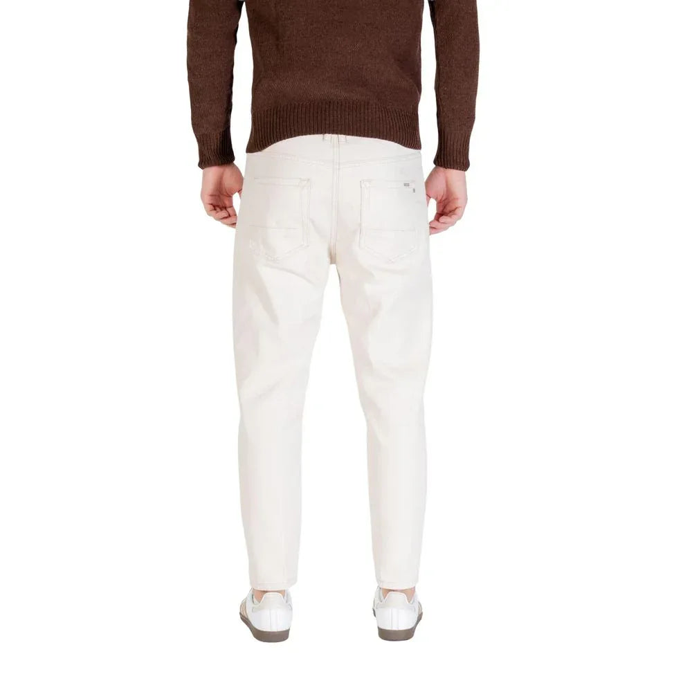 Gianni Lupo Cream Cotton Relaxed Fit Jeans - Zeiniez