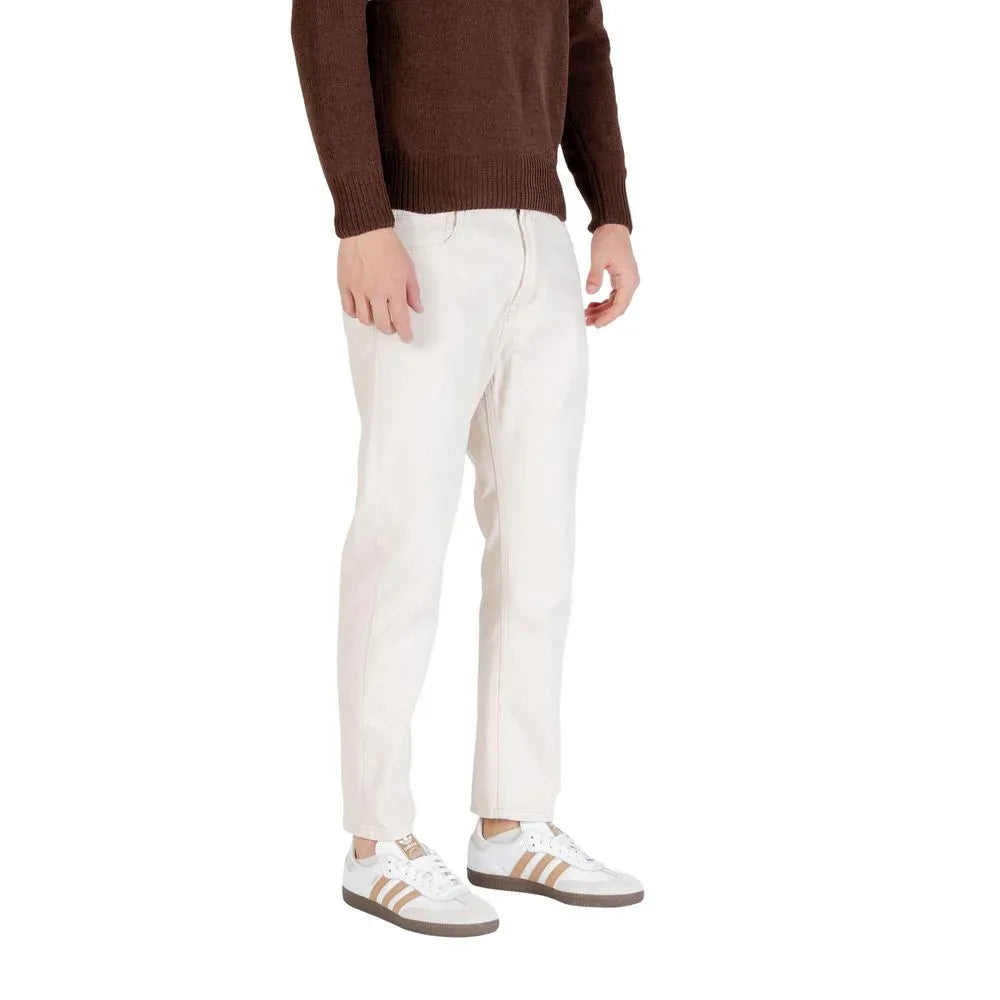 Gianni Lupo Cream Cotton Relaxed Fit Jeans - Zeiniez