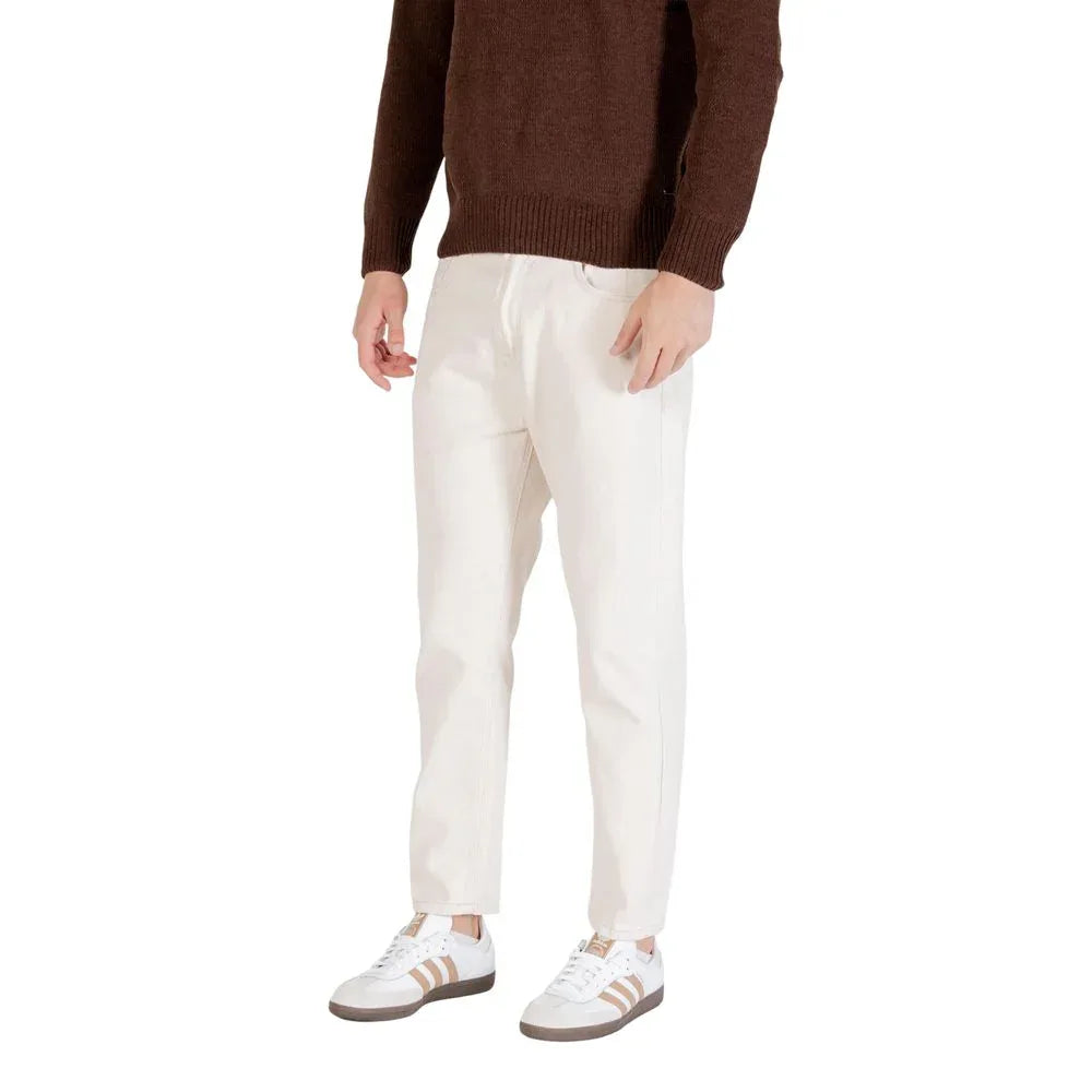Gianni Lupo Cream Cotton Relaxed Fit Jeans - Zeiniez