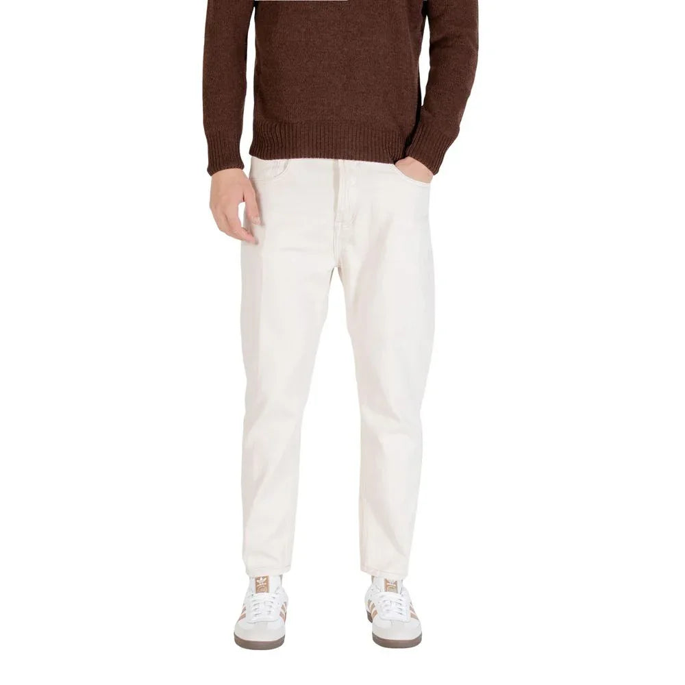 Gianni Lupo Cream Cotton Relaxed Fit Jeans - Zeiniez