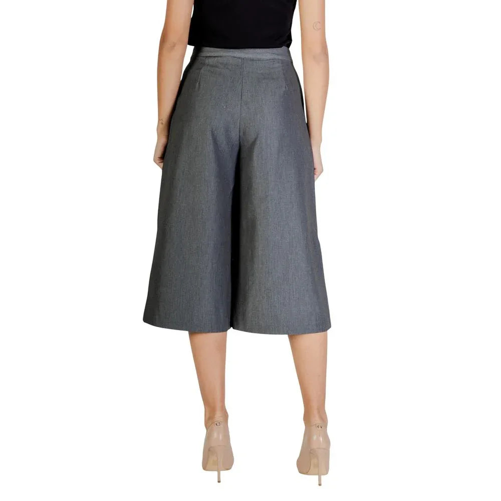 ICHI Gray Polyester Cropped Pants - Zeiniez