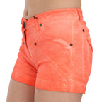 PLEIN SUD Orange Mid Waist Cotton Denim Mini Shorts - Zeiniez