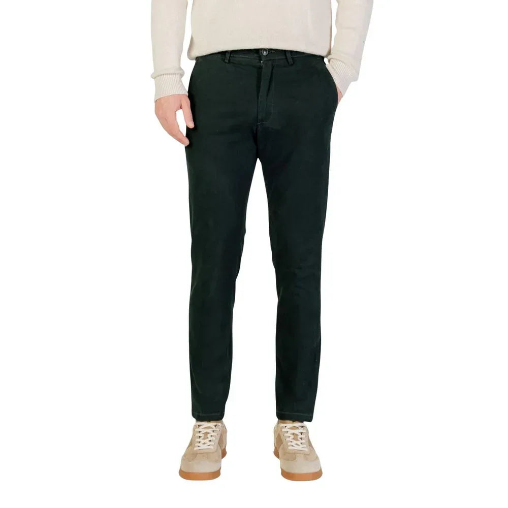 Borghese Green Cotton Skinny Pants - Zeiniez
