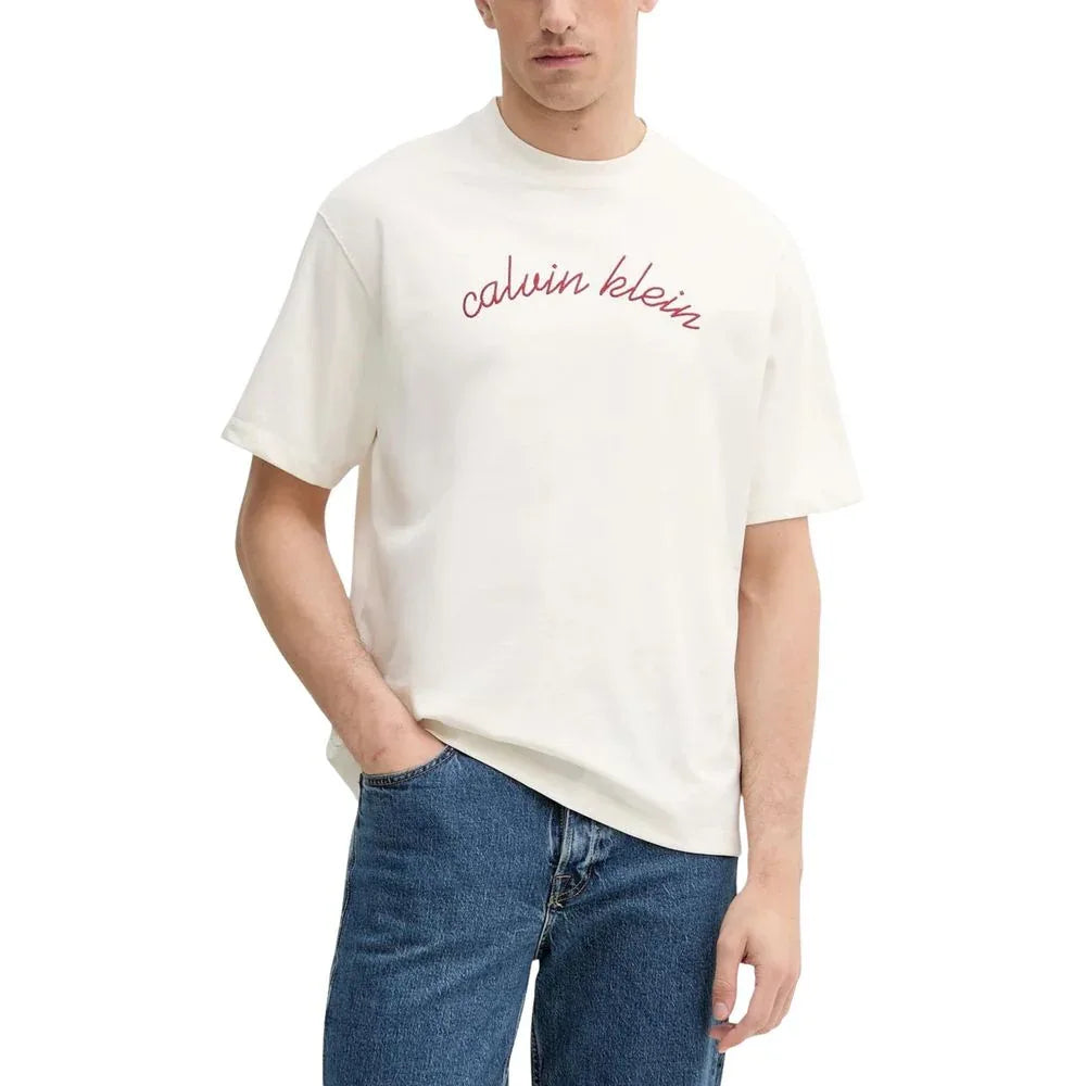 Calvin Klein Jeans White Cotton T-Shirt - Zeiniez
