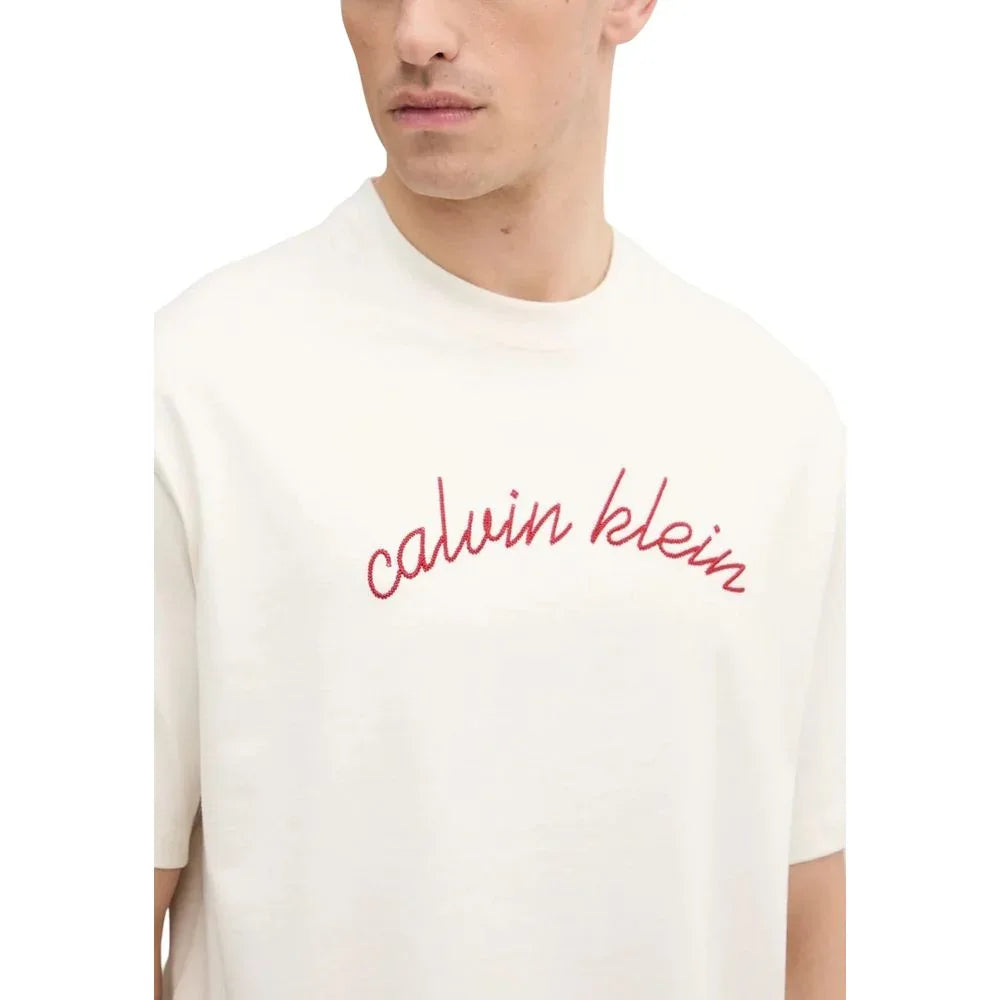 Calvin Klein Jeans White Cotton T-Shirt - Zeiniez