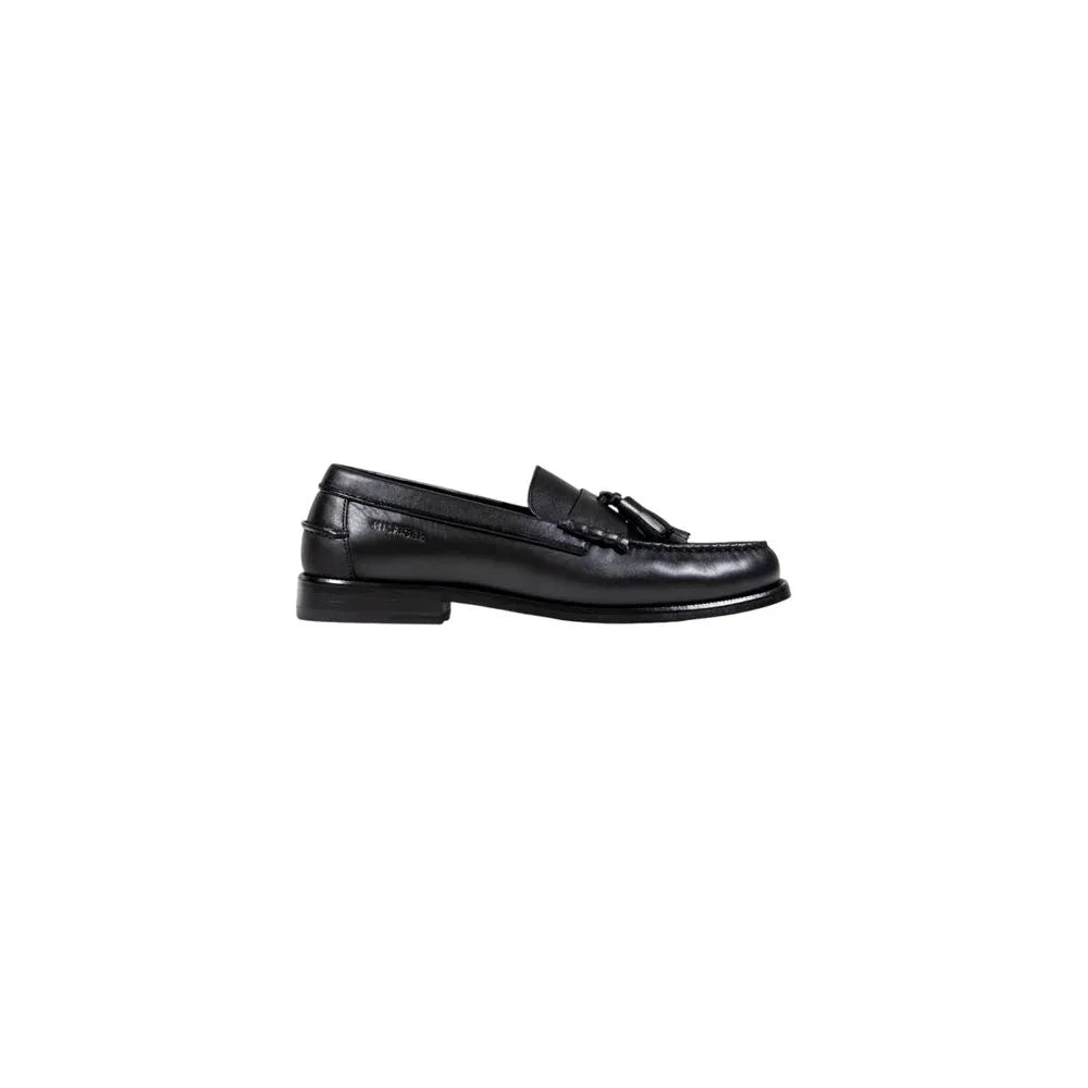 Tommy Hilfiger Black Leather Slip-On Loafers - Zeiniez