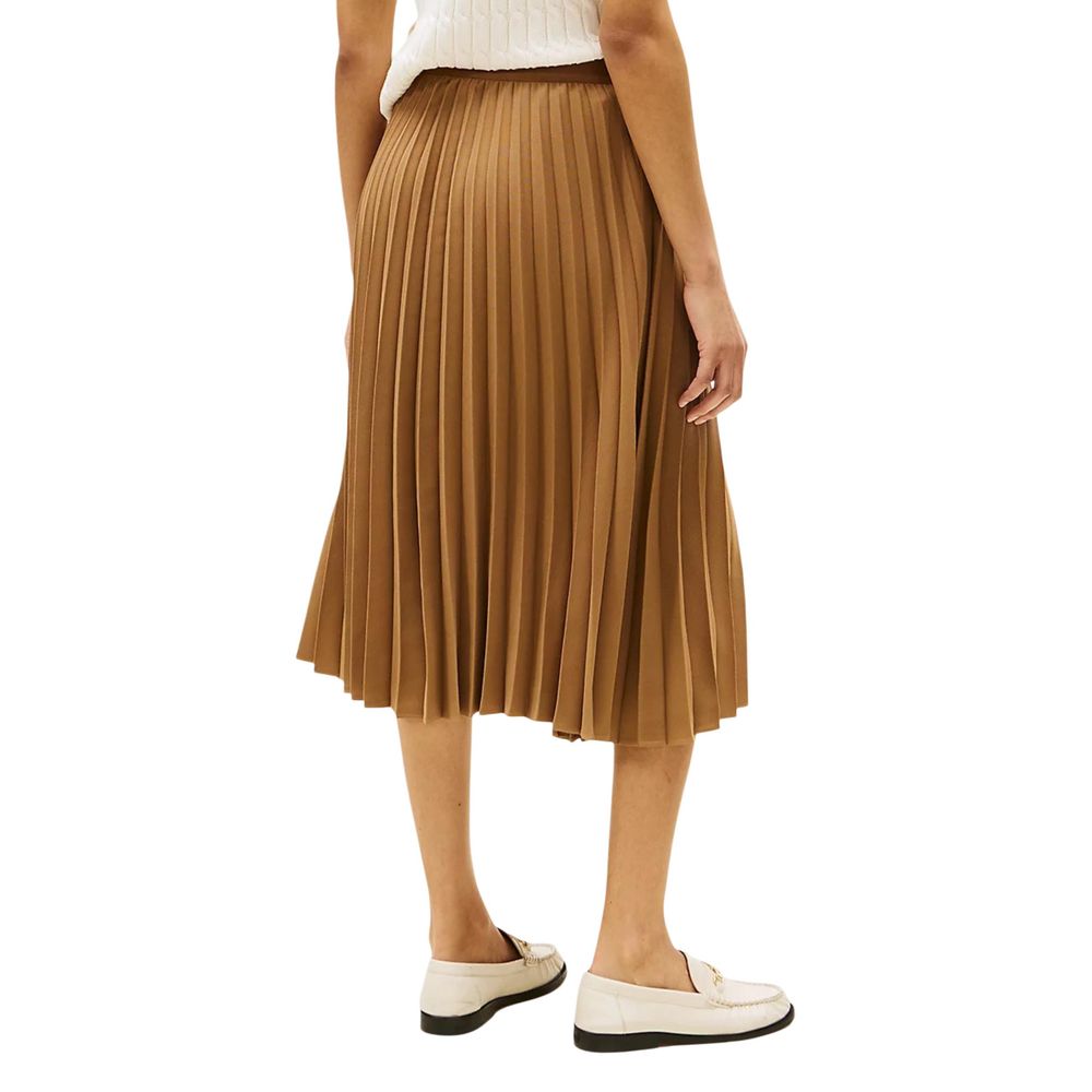 Tommy Hilfiger Brown Recycled Polyester Midi Skirt