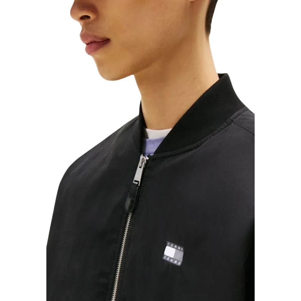 Tommy Hilfiger Jeans Black Recycled Cotton Bomber - Zeiniez