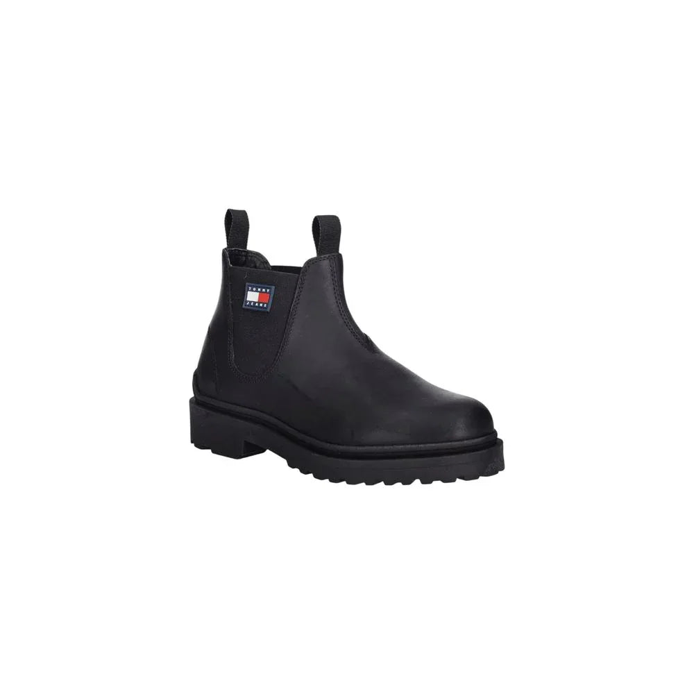 Tommy Hilfiger Jeans Black Leather Chelsea Boots - Zeiniez
