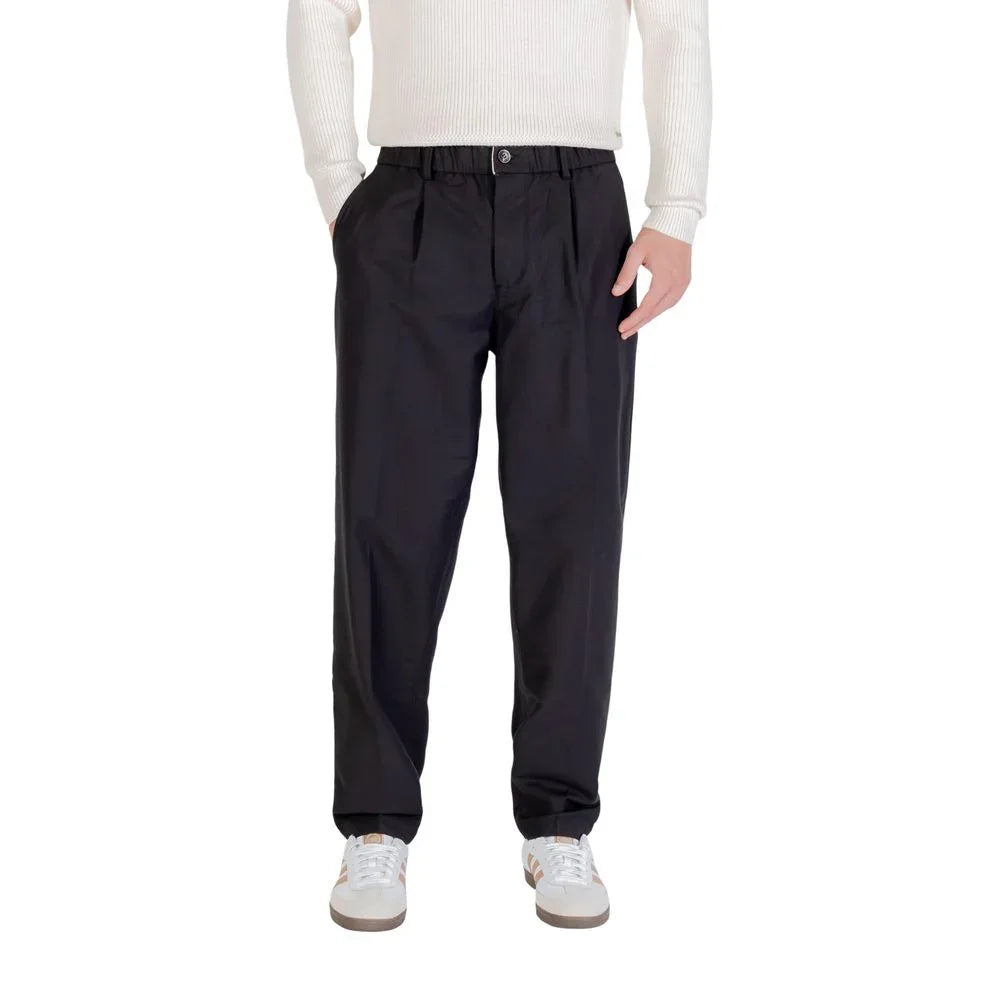Gianni Lupo Black Cotton Casual Pants - Zeiniez