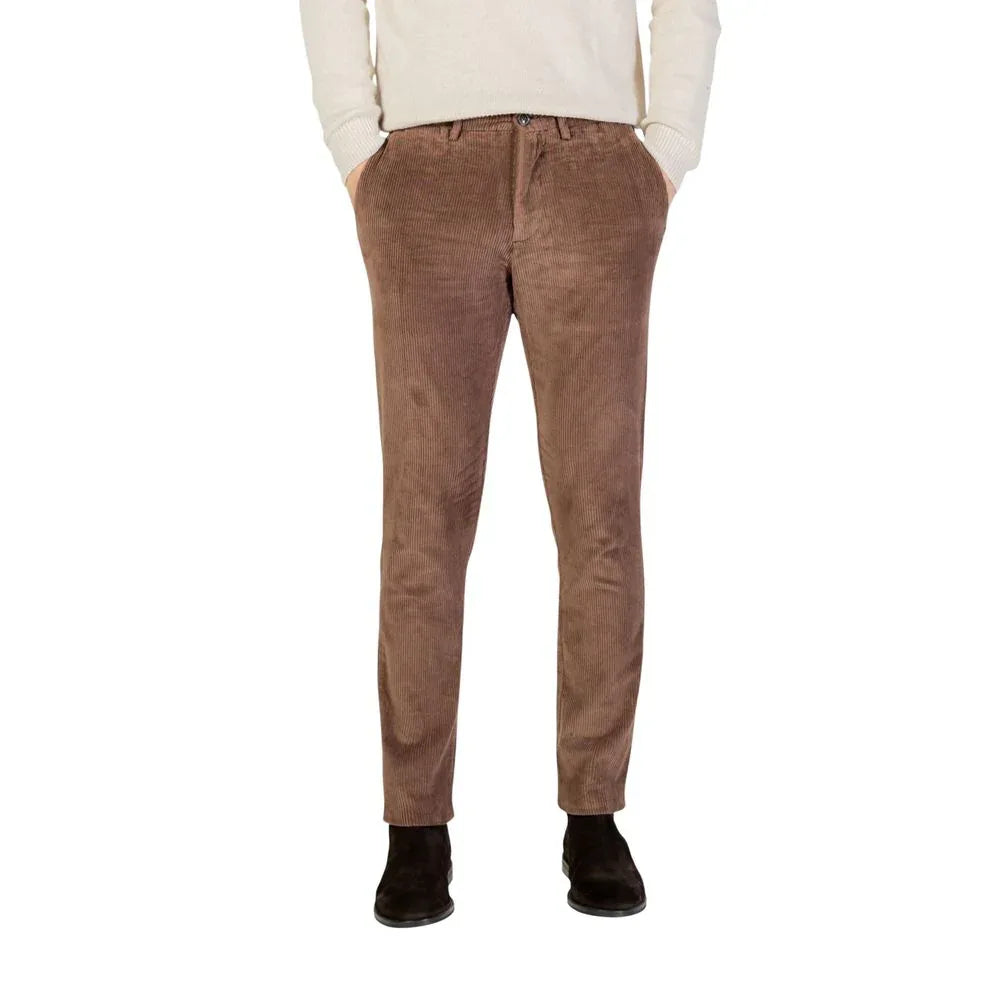 Borghese Brown Cotton Casual Pants - Zeiniez