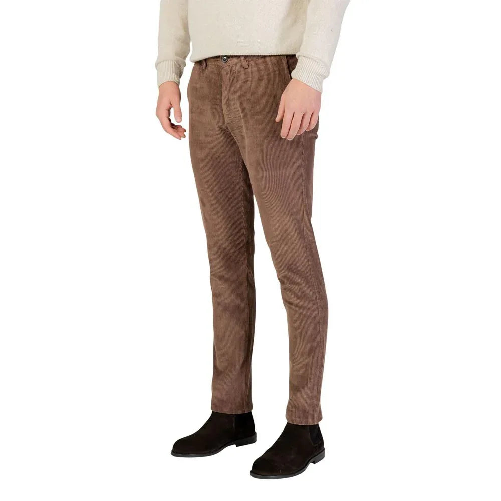 Borghese Brown Cotton Casual Pants - Zeiniez