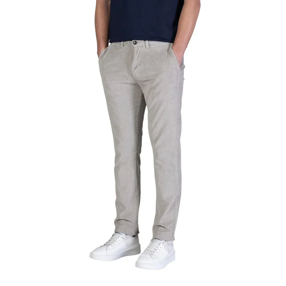 Borghese Gray Cotton Casual Pants - Zeiniez