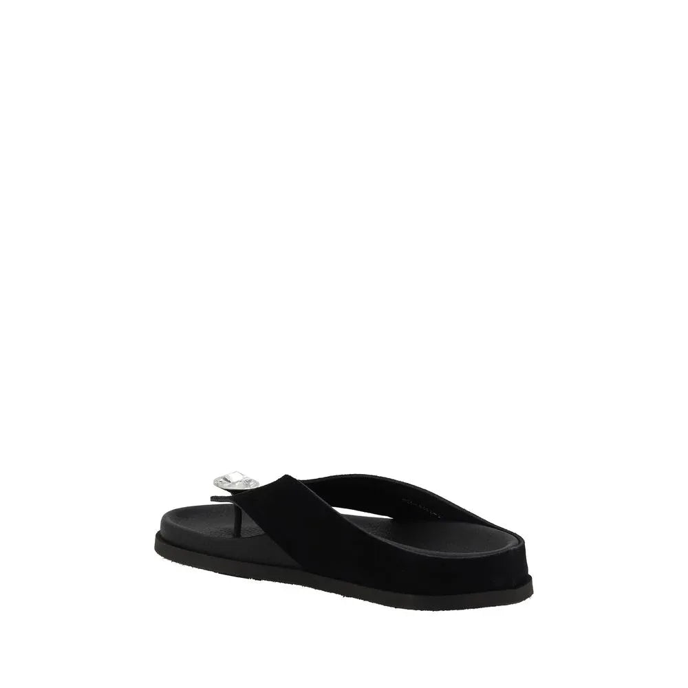 Pedro García Black Calf Leather Bos Taurus Strap-On Sandals