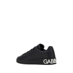 Dolce & Gabbana Black Calf Leather Bos Taurus Low Top Sneakers