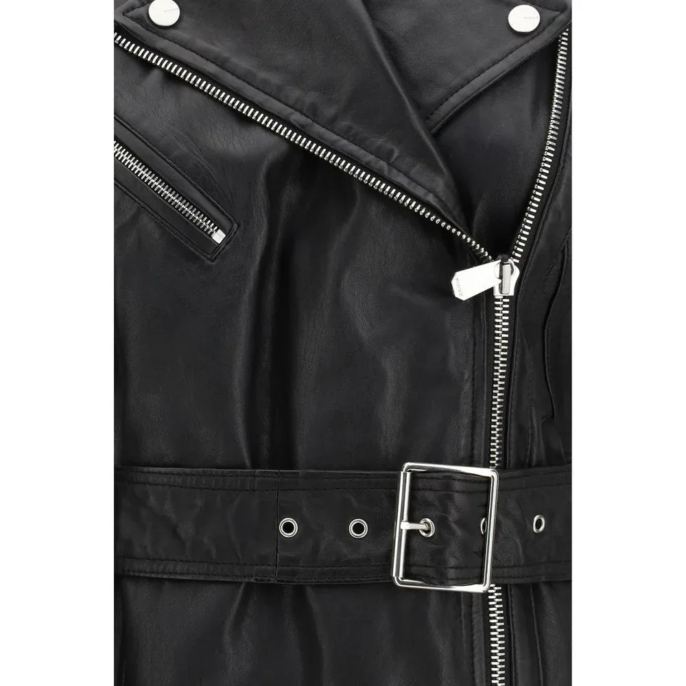 PINKO Black Goatskin Sleveless Jacket - Zeiniez